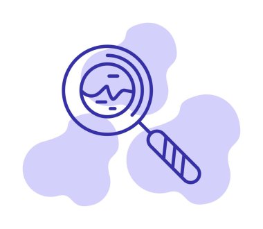 Büyüteç simgesi. Arama tuşu, renkli vektör illüstrasyonu 