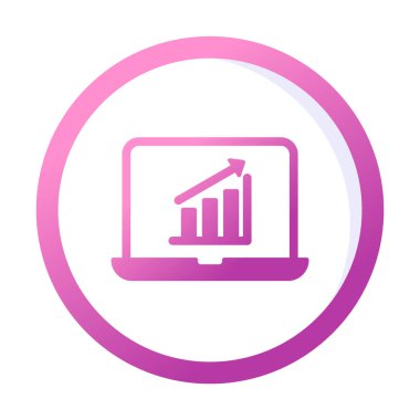 Dizüstü bilgisayarda basit büyüme grafiği, vektör illüstrasyonu