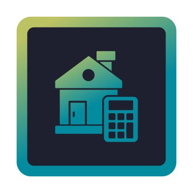 Ev Maliyeti Hesaplayıcı Simgesi, Renkli Vektör İllüstrasyonu