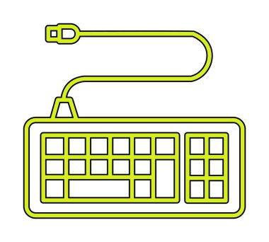 Kablolu klavye simgesinin basit web çizimi