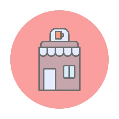 Kafe binası simgesi, vektör illüstrasyonu basit tasarım