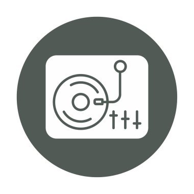 Basit vinil oynatıcı Turntable simgesi, vektör illüstrasyonu