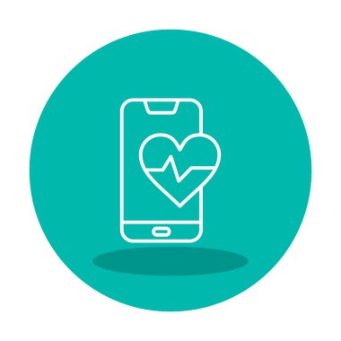 Akıllı telefon ekranında kalp atış hızı sembolü, satır biçimi simgesi, vektör tasarımı 