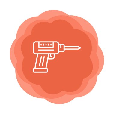 Düz dizaynlı el matkabı simgesi. Tamirci konsepti için matkap simgesi. Çizgi film dizaynında ev aletleri. Tamirci için elektrikli cihaz. Vektör illüstrasyonu