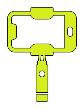 Akıllı telefon web simgesi, vektör illüstrasyonlu selfie çubuğu 