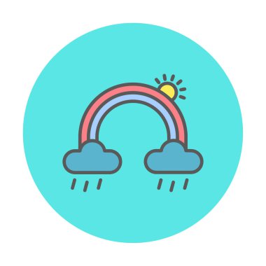 Bulutlu gökkuşağı ve güneş vektörü çizimi