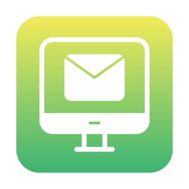 Beyaz arkaplanda bilgisayar e- posta vektör illüstrasyonu