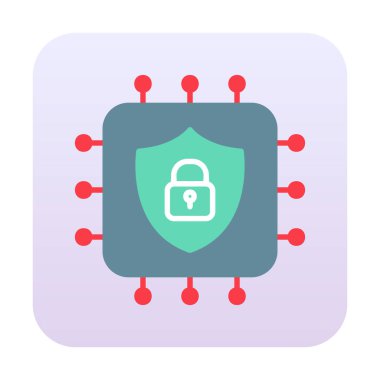 Basit Cpu simgesi, vektör illüstrasyonu