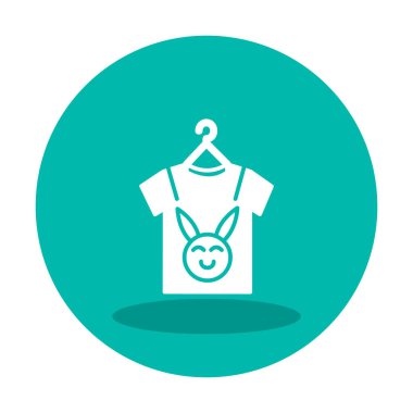 Bebek kıyafetleri ikonu, vektör çizimi. Şirin tavşan resimli tişört 