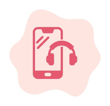 Kulaklık simgesi illüstrasyonlu akıllı telefon