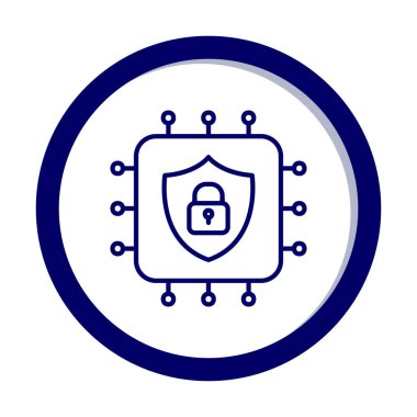 Basit Cpu simgesi, vektör illüstrasyonu