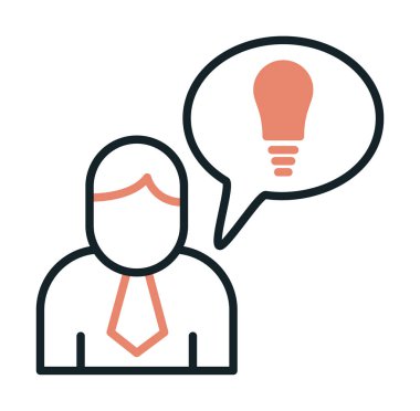 Fikri olan iş adamı, ampul ikonu vektör illüstrasyonu