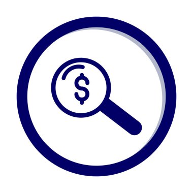 Dolar simgesi ve vektör illüstrasyonlu basit büyüteç