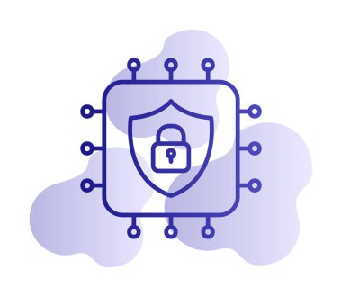 Basit Cpu simgesi, vektör illüstrasyonu