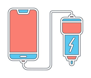 Araç telefonu şarj etme simgesi, vektör illüstrasyonu 