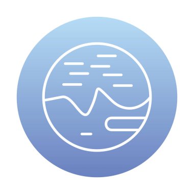 Gezegen ile Uzay Gradyan Çizgisi Çemberi simgesi, vektör illüstrasyonu