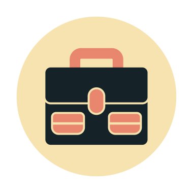 Evrak çantası vektör düz simgesi. İş durumu simgesi, bavul emojisi, vektör illüstrasyonu