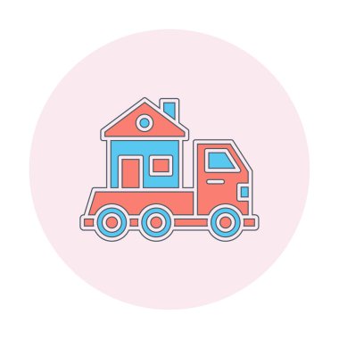 Ev kamyonu teslimatı ikon vektörü. Yer değiştirme servisi. Eve taşın