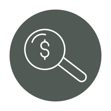 Dolar simgesi ve vektör illüstrasyonlu basit büyüteç