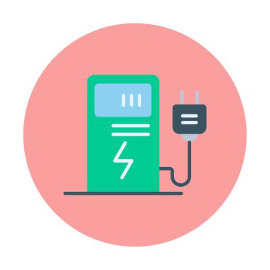 Elektrik Şarj İstasyonu ikon vektör çizimi