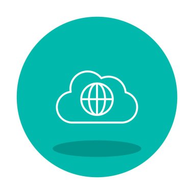 Dünya Bulutu web servisi. Bulut Hesaplama Simgesi. Basit kabartma biçimi.