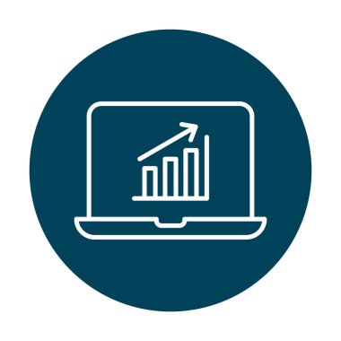 Dizüstü bilgisayarda basit büyüme grafiği, vektör illüstrasyonu