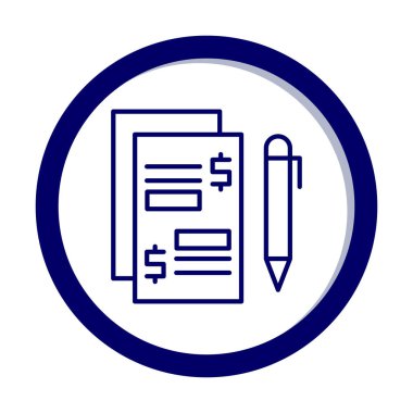 Kalem ikonlu kağıt. Ödenmiş Makaleler konsepti, vektör illüstrasyonu