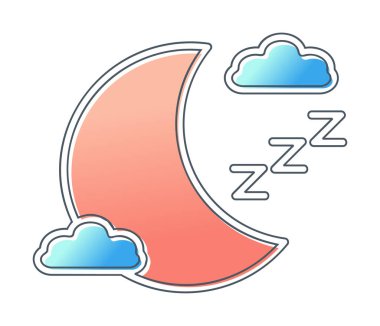Ay ve bulutlar, gece ikonu vektör çizimi
