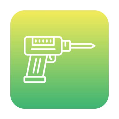 Düz dizaynlı el matkabı simgesi. Tamirci konsepti için matkap simgesi. Çizgi film dizaynında ev aletleri. Tamirci için elektrikli cihaz. Vektör illüstrasyonu