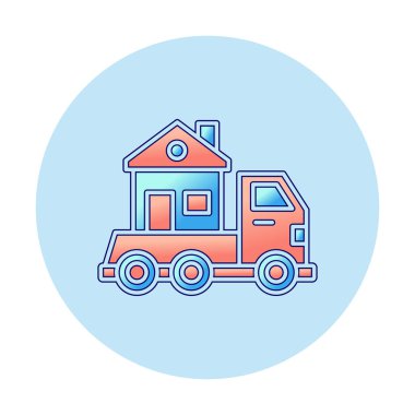 Ev kamyonu teslimatı ikon vektörü. Yer değiştirme servisi. Eve taşın