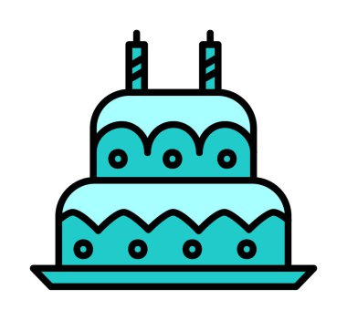 Mumlu doğum günü pastası. Web simgesi vektör illüstrasyonu