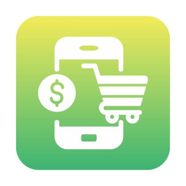 Mobil Online Alışveriş simgesi. Vektör illüstrasyonu