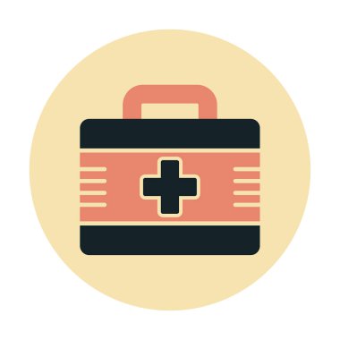 İlk yardım çantası simgesi. Acil durumlar için tıbbi ekipman