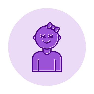 Mutlu Bebek Kız Simgesi, Vektör İllüstrasyonu 