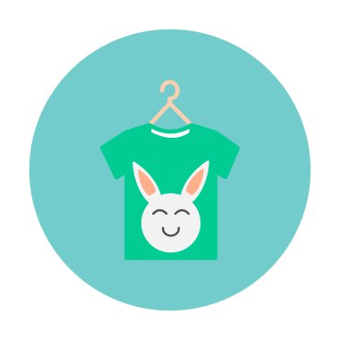 Bebek kıyafetleri ikonu, vektör çizimi. Şirin tavşan resimli tişört 