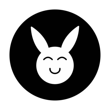 Şirin gülümseyen tavşan ikonu, vektör çizimi 