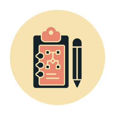 Kalem simgesi, vektör illüstrasyonlu pano üzerinde plan 