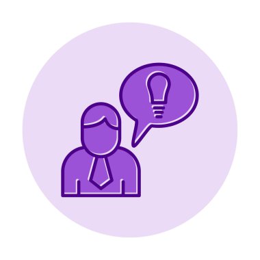 Fikri olan iş adamı, ampul ikonu vektör illüstrasyonu