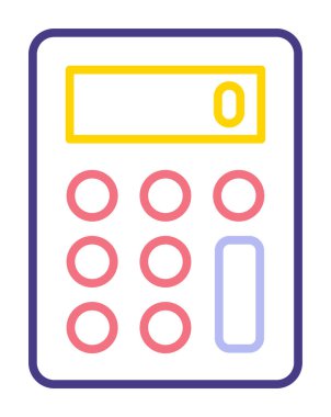 Hesap makinesi simgesi, beyaz arkaplanda renkli illüstrasyon