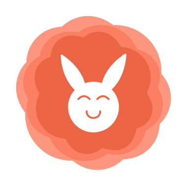 Şirin gülümseyen tavşan ikonu, vektör çizimi 