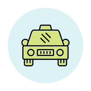 Basit taksi arabası simgesi, vektör illüstrasyonu