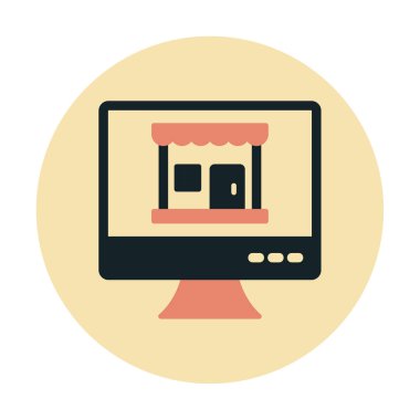 dükkan, Online Shop konsepti, vektör illüstrasyon tasarımı olan bilgisayar ekranı