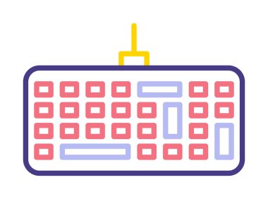 Kablolu klavye simgesinin basit web çizimi