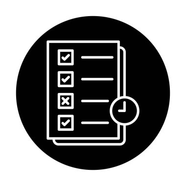 Görev planlama doğrusal simgesi. Kontrol listesi. Planlayıcı ağ simgesi, vektör illüstrasyonu 