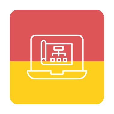 Dizüstü bilgisayar ekranındaki proje web simgesi, vektör illüstrasyonu