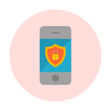 Gezici Güvenlik. Web simgesi basit illüstrasyon                     