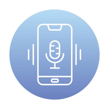 Beyaz arkaplan üzerinde Mobil Ses Yardımcı Vektör çizimi