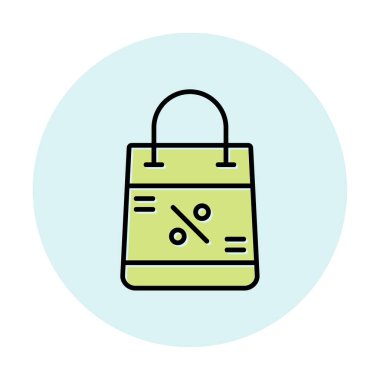 İndirim ve alışveriş çantası vektör çizgisi simgesi, satış konsepti                       