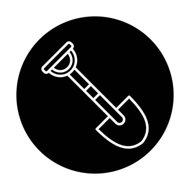 Bahçe küreği ikonu. Kürek karikatür simgesinin vektör çizimi                 