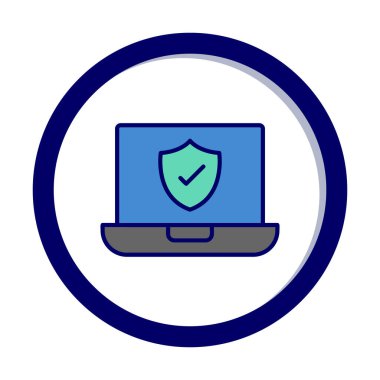 Güvenli dizüstü bilgisayar ikonu vektör çizimi